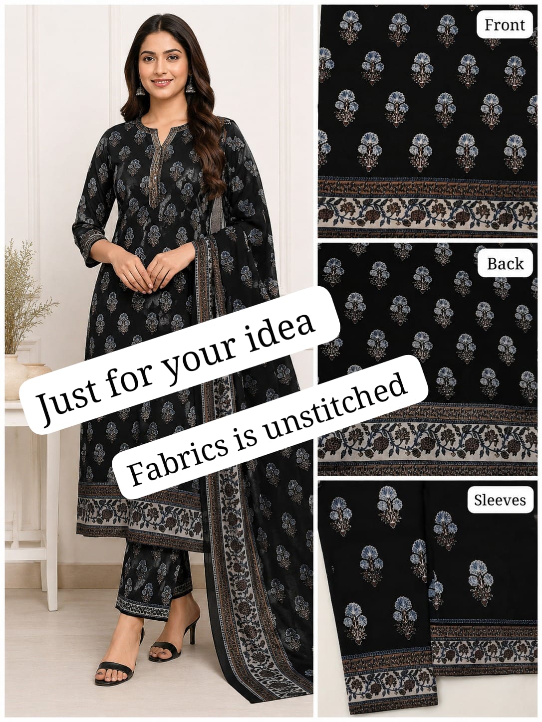 GEORGETTE PRINT FRONT BACK SLEEVES  1 SET (115)
