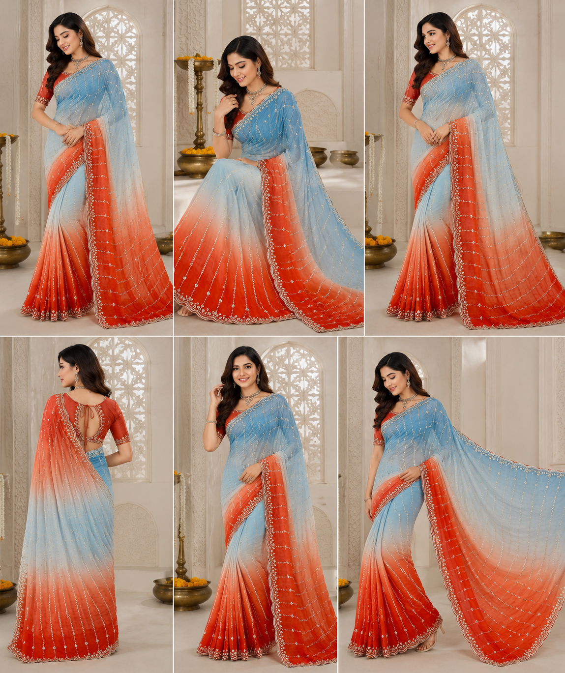 C PALLU EMB WORK FENDY SATIN PEDING SAREE (121)