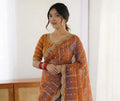 Fendy Sattin Dual Shad Saree Multi Sequence EmB Work With Running Blouse Emb work  (135)
