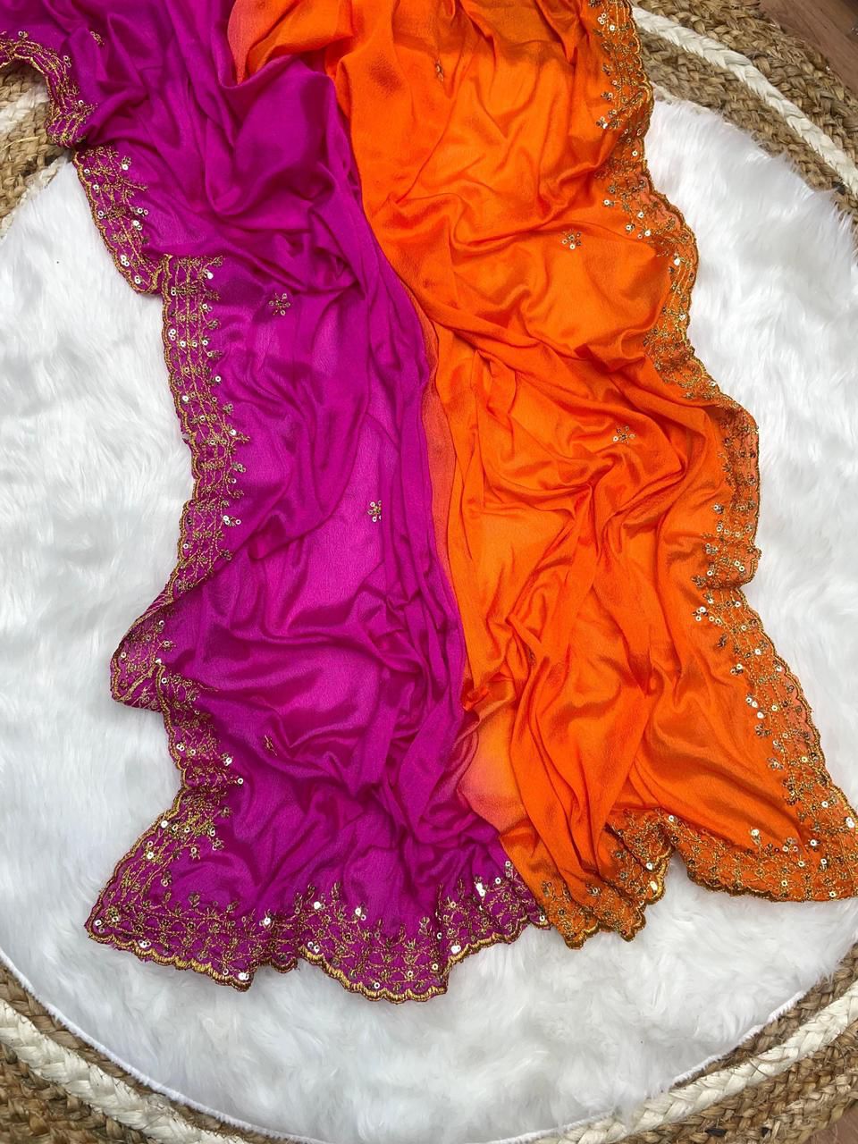 PURE CHINNON PEDING EMB WORK SAREE (131)