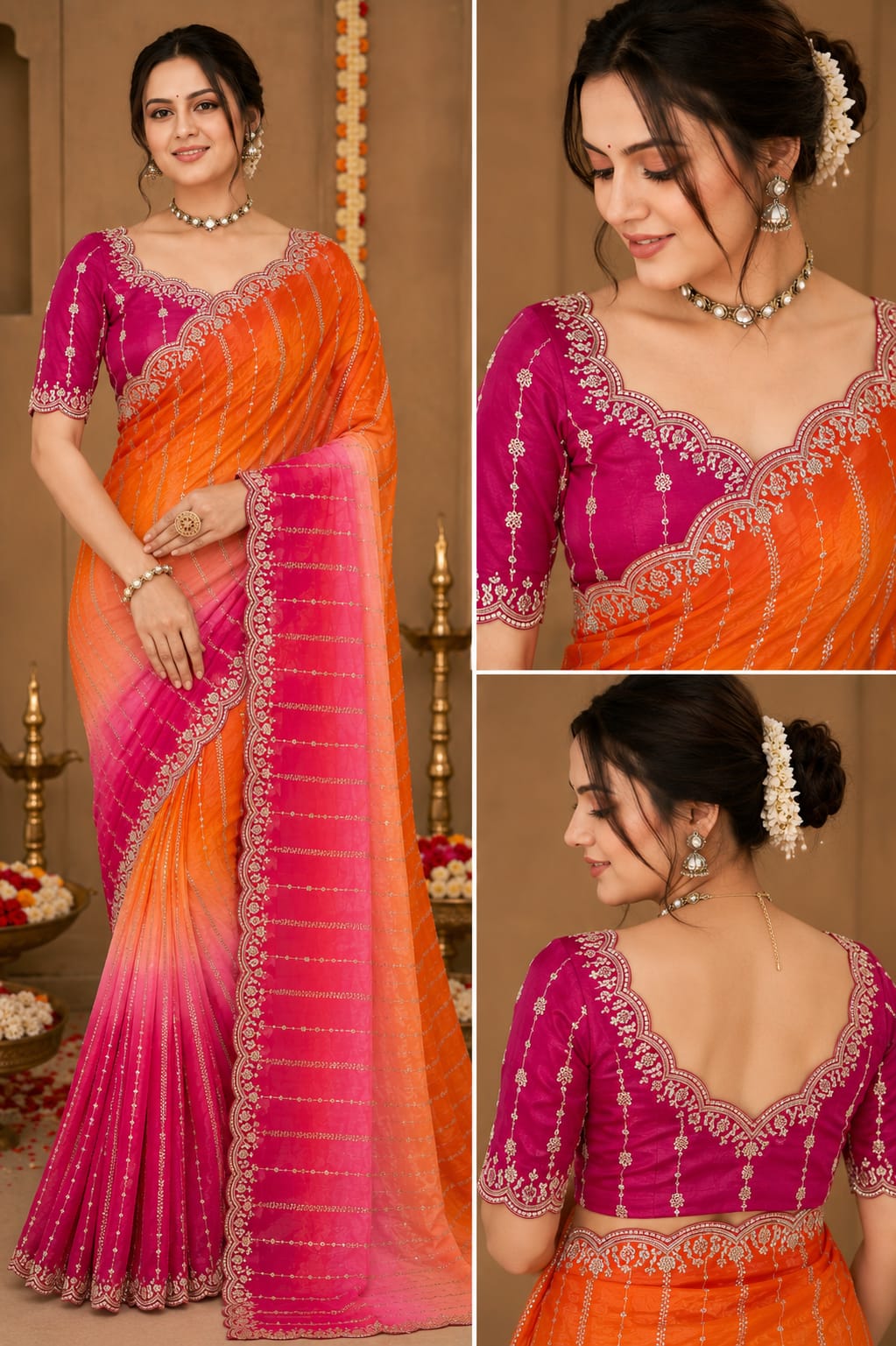 C PALLU EMB WORK FENDY SATIN PEDING SAREE (118)