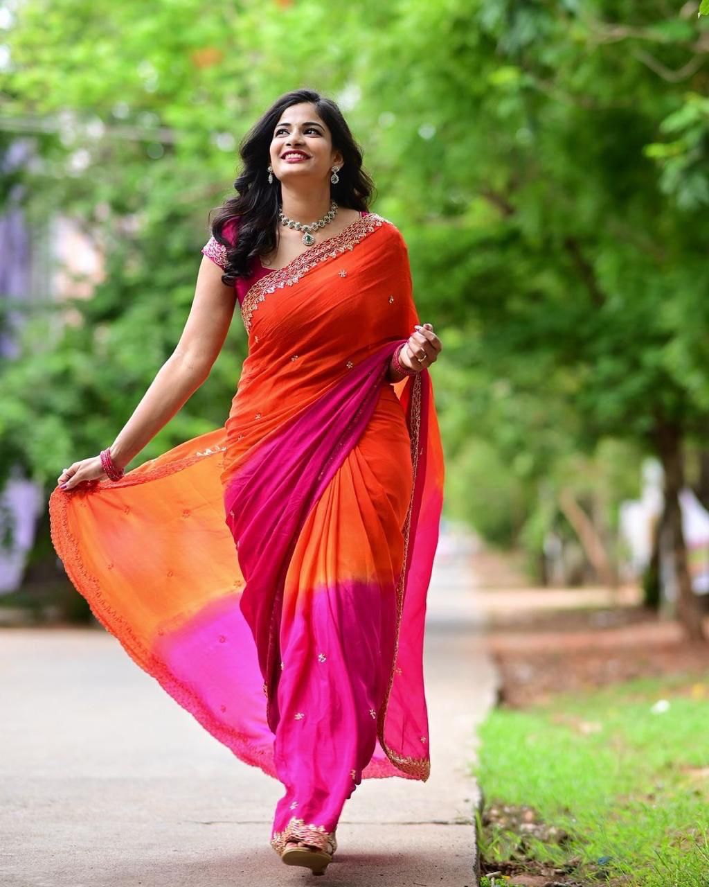 PURE CHINNON PEDING EMB WORK SAREE (131)