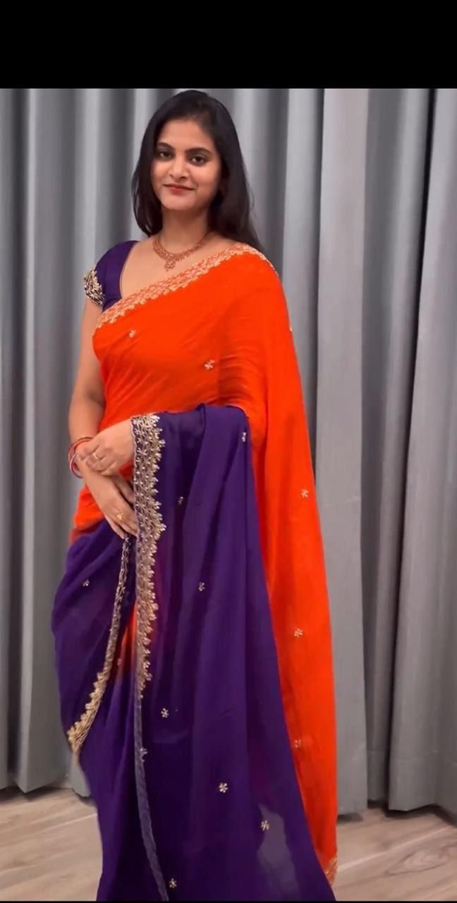 PURE CHINNON PEDING EMB WORK SAREE (132)