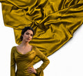 PURE MODAL SATIN 44" DYED DARK MUSTURD PER METRE  (110)