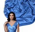 PURE MODAL SATIN 44" DYED  LIGHT SKY BLUE PER METRE  (114)